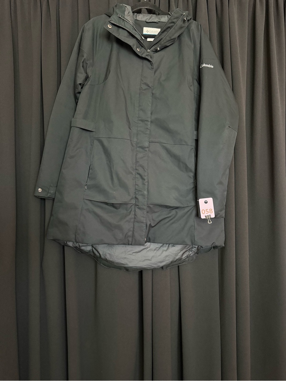 Columbia Black Hooded Waterproof Trench Coat